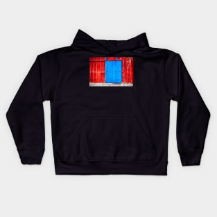 Blue Door On Red Kids Hoodie